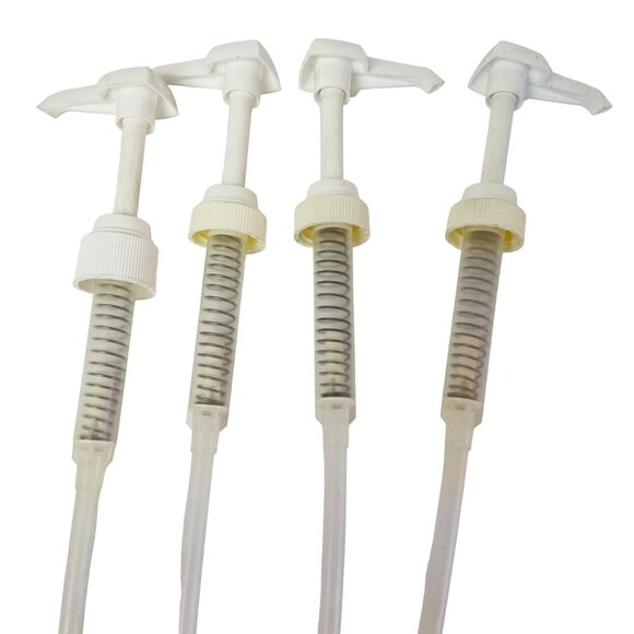 Starbucks Syrup Bottle Pumps‎ Set Of 4 White Plastic 12" White 33.8 Oz - Picture 2 of 2